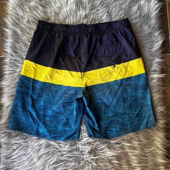 Laguna Shorts Sz XL Blue Yellow Mesh Lined Swimming Trunks Beach Pool Swim - Picture 6 of 9
